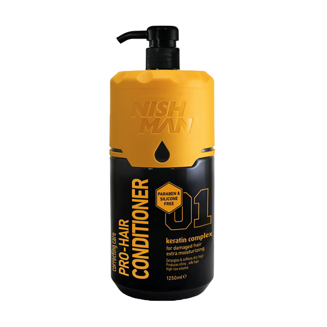 Чоловічий кондиціонер для волосся Nishman Pro-Hair Conditioner з комплексом кератину, 1.25 л